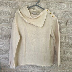 By Malene Birger sweater ivory cream gold buttons cowl neck EU32